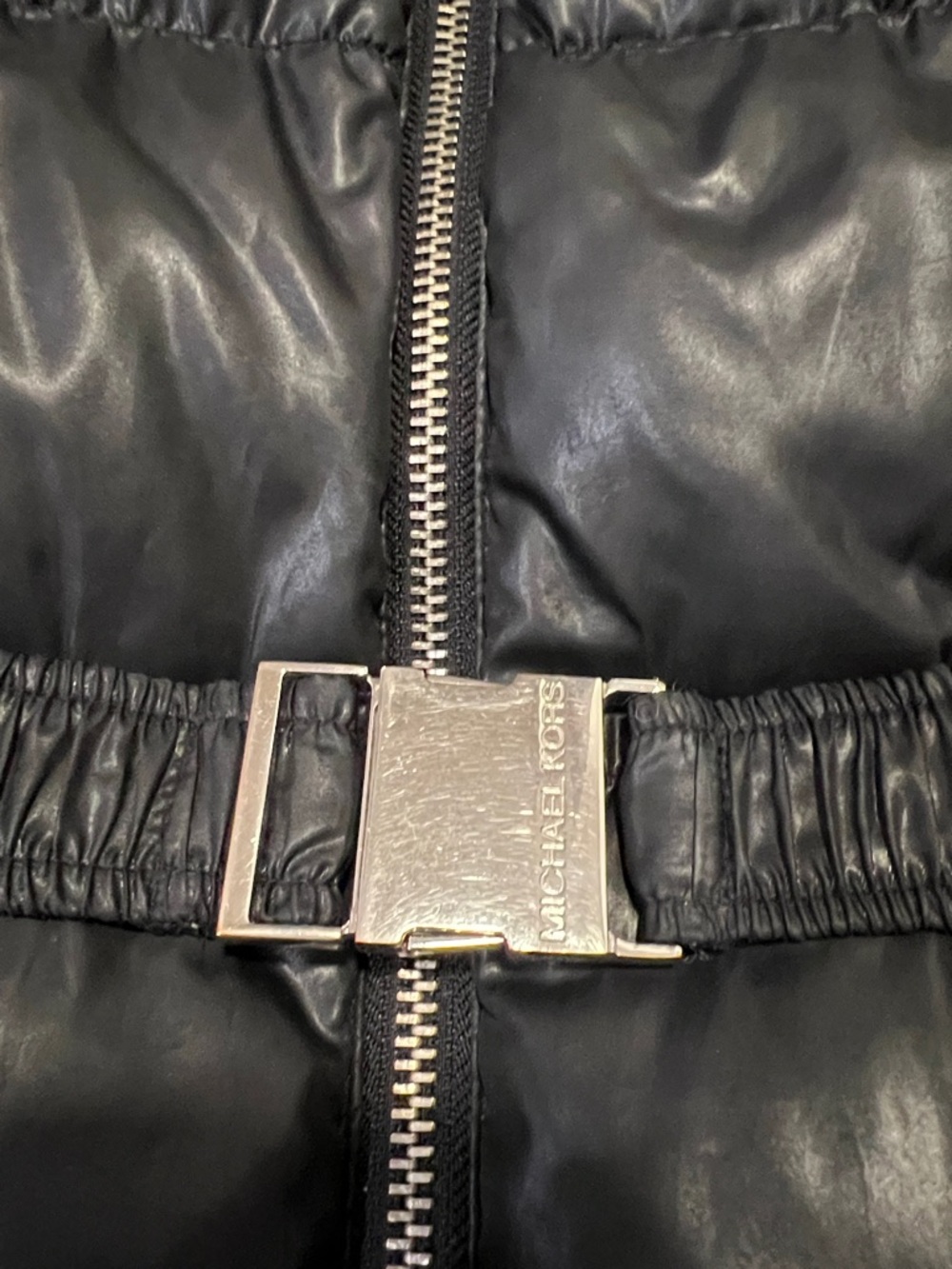 Michael Kors Black Quilted Belted Puffer Coat with Fur Trim - Picture 4 of 16